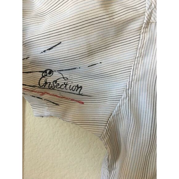 JayJays Blue Gray Striped Graphic Stitched Men's Short Sleeve Shirt Size XS - Picture 4 of 5